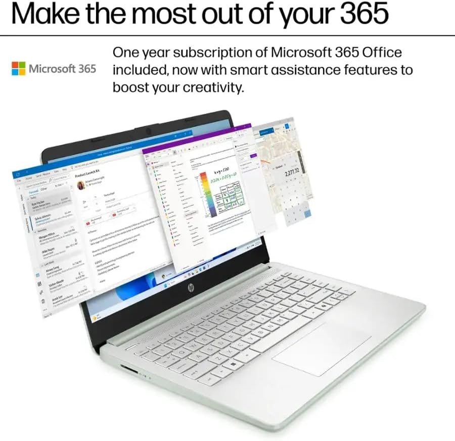 HP Laptop 14' for Student & Business, 1 Year Office 365, 16GB RAM, 384GB Storage(128GB UFS + 256GB SD Card), Intel Quad-Core Processor(Beat i3-1115G4), Wi-Fi 6, Webcam, USB C, Win 11 Pro