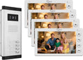 Wired Video Apartment Intercom System,2/3/4/5/6/8/10/12 Units Family 7 inch Monitor Video Door Phone Kit,Indoor Outdoor Video Doorbell,2 Way Audio for Home (1 Doorbell + 4 Monitor)