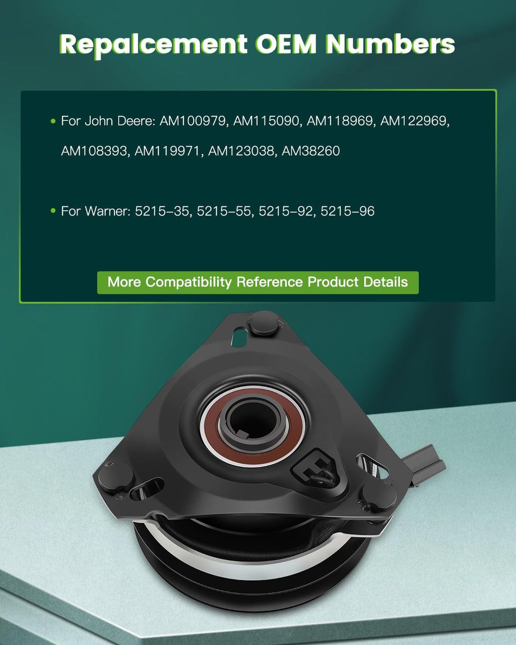SCITOO New Electric Lawnmower PTO Clutch Fit for John Deere: AM100979, AM115090, AM118969, AM122969 / for Warner: 5215-170, 5215-35 / for Xtreme: X0407