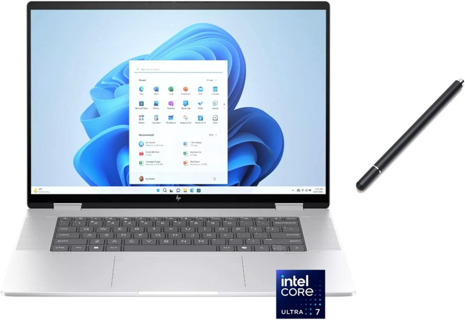 HP Envy 2-in-1 16' 2K Touch-Screen Laptop | Intel Core Ultra 7 155U |Intel Graphics | 5MP IR Camera | Backlit | Silver | 16GB RAM DDR5 | 1024GB SSD | Windows 11 Home | Bundle with Stylus Pen