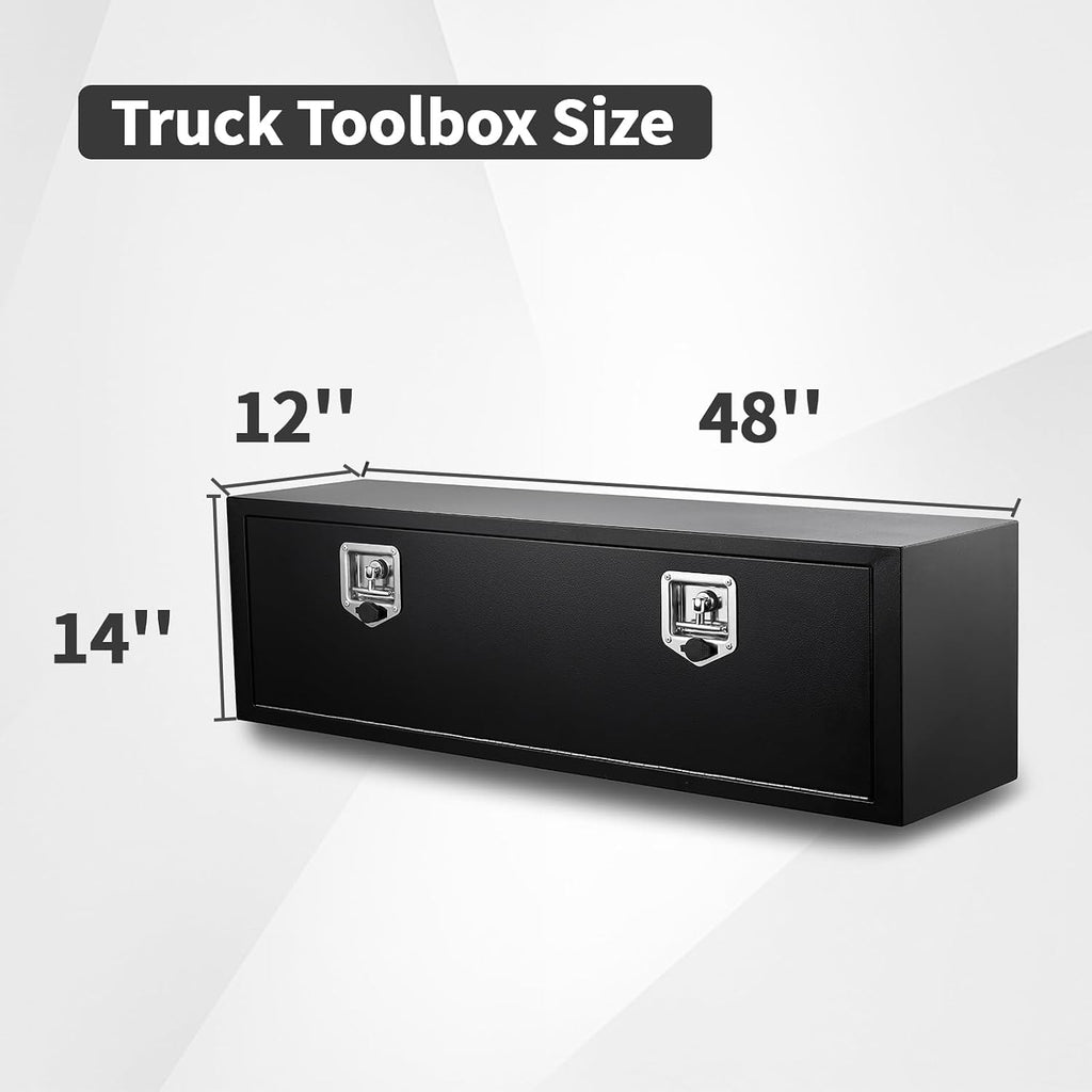 48 Inch Underbody Tool Boxes Set of 2,Underbody Truck Box w/T-Handle Latch and keys for Pickup Truck,Utility Tractor,RV,Waterproof Tool Chest For Storage & Organization-48 × 12 × 14 inch