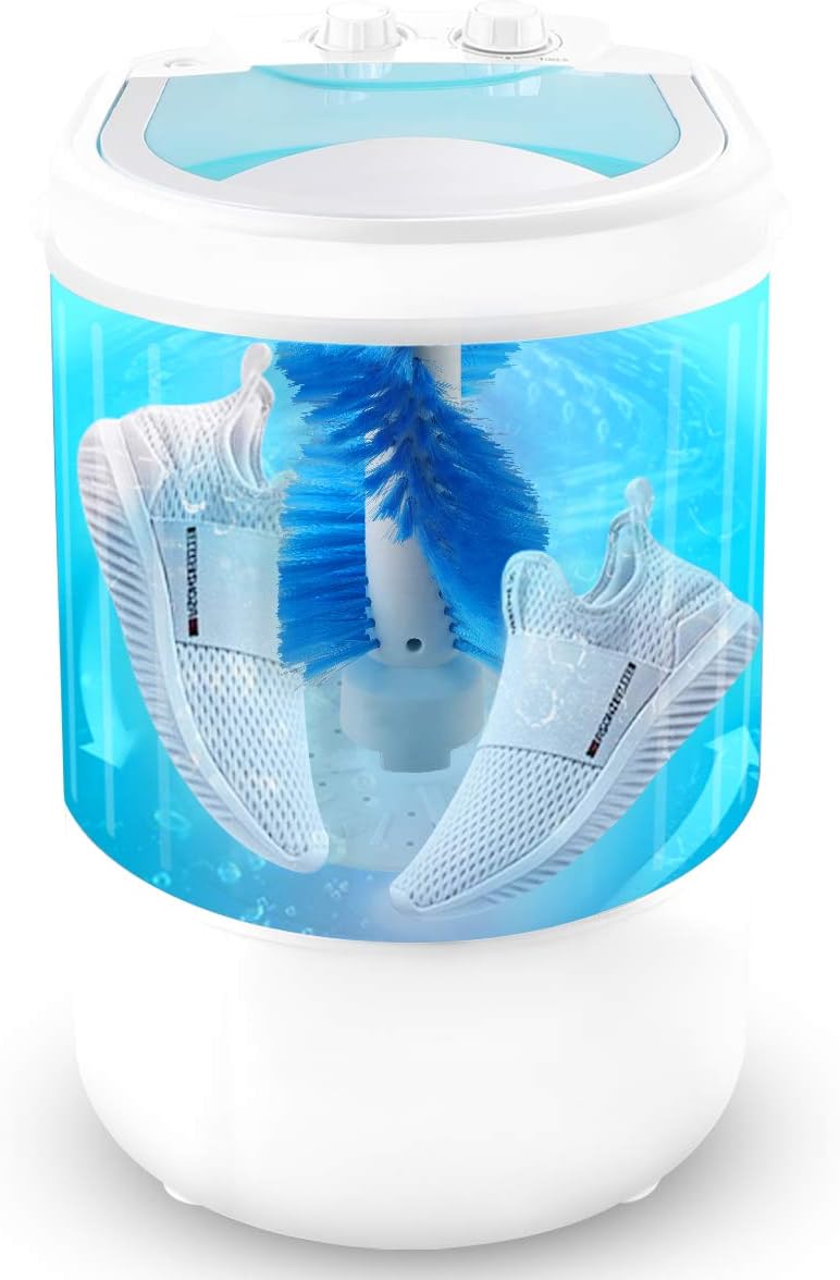 Portable Mini Washing Machine Wash Shoes Wash Clothes and Spin-dry, Semi-Automatic, 10 lbs Capacity,Mini Washer for Apartments Camping Dorms Business Trip College Rooms