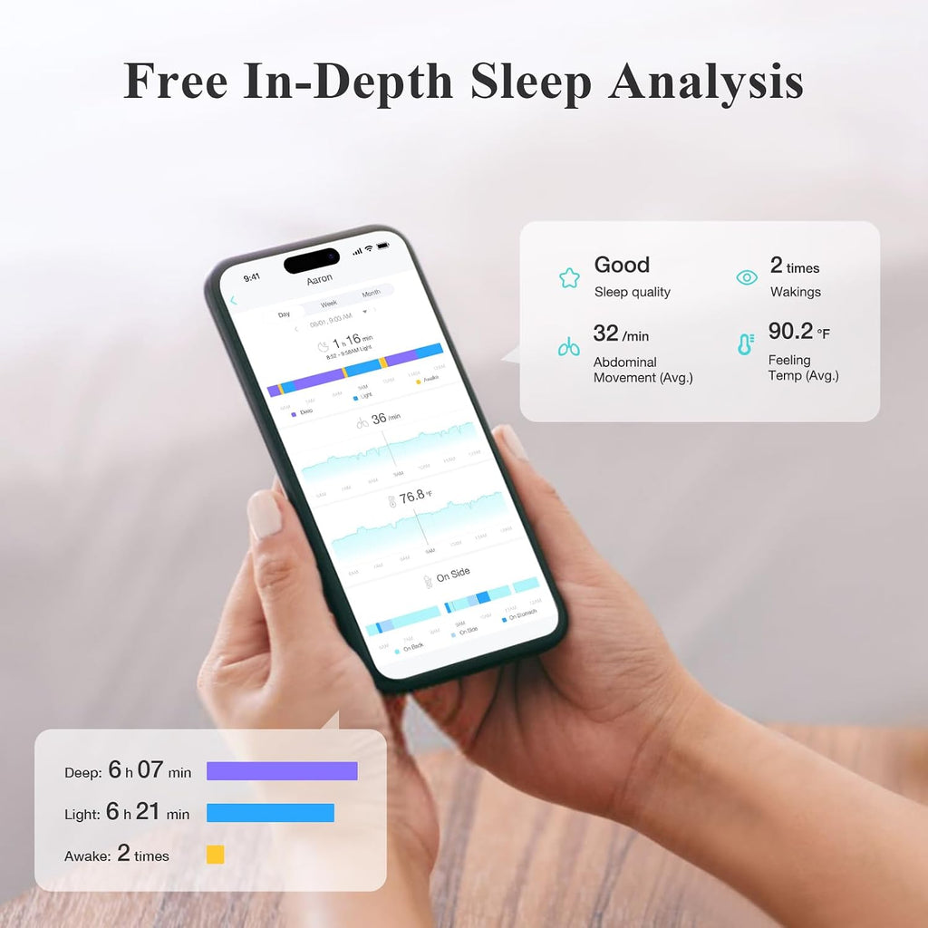 Sense-U Pro Baby Breathing Movement & Sleep Position Monitor with Gentle Vibration Alerts, Temperature Notifications, Audible & App Alerts, Sleep Analysis, Long Battery Life, Easy Clip-On Design