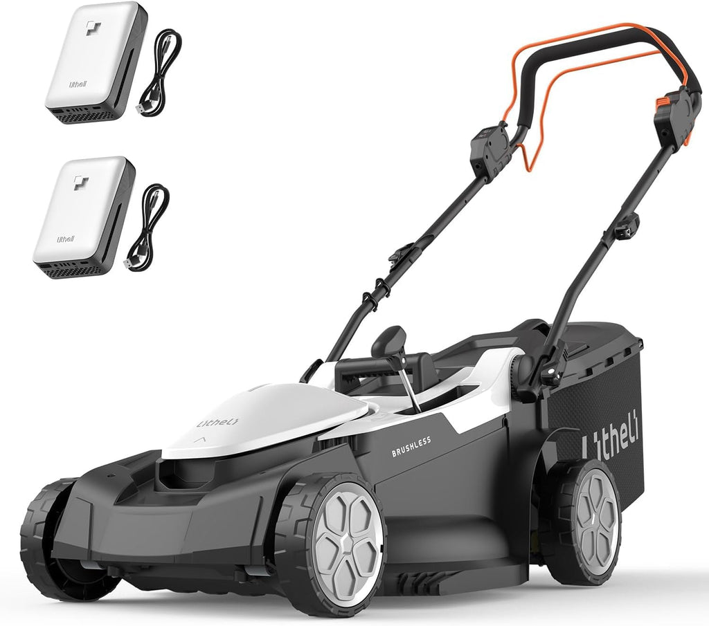 Litheli Lawn Mower 18' Electric Self Propelled for Garden Yards, Lightweight Cordless Lawn Mower Brushless with 6-Position Height Adjustment, 2 x 20V 4.0Ah Battery