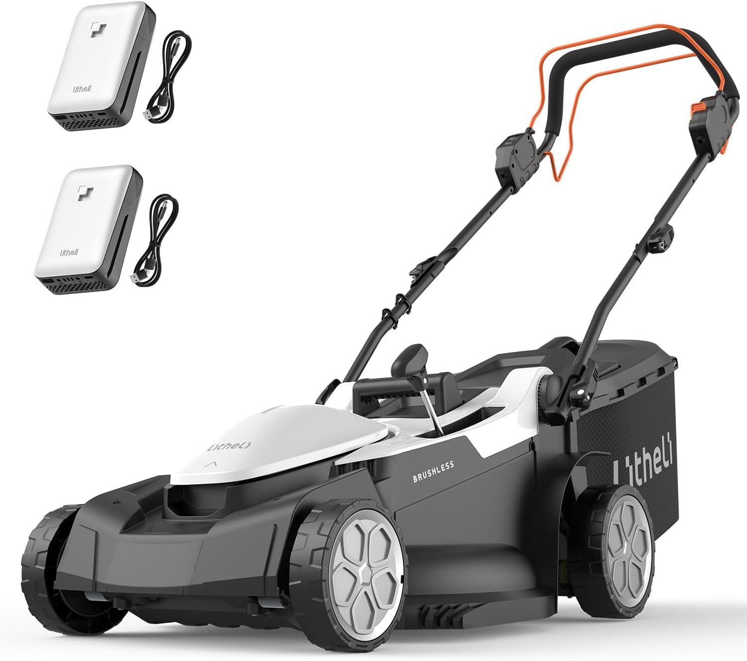 Litheli Lawn Mower 18' Electric Self Propelled for Garden Yards, Lightweight Cordless Lawn Mower Brushless with 6-Position Height Adjustment, 2 x 20V 4.0Ah Battery