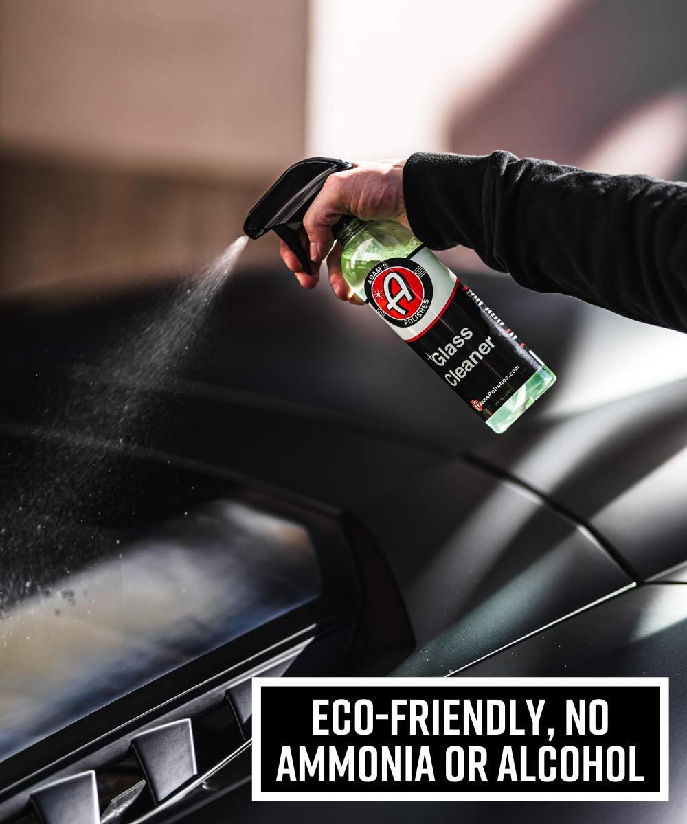 Adam's Polishes Glass Cleaner - Car Window Cleaner | Car Wash All-Natural Streak Free Formula for Car Cleaning | Safe On Tinted & Non-Tinted Glass | Won't Strip Car Wax or Paint Protection