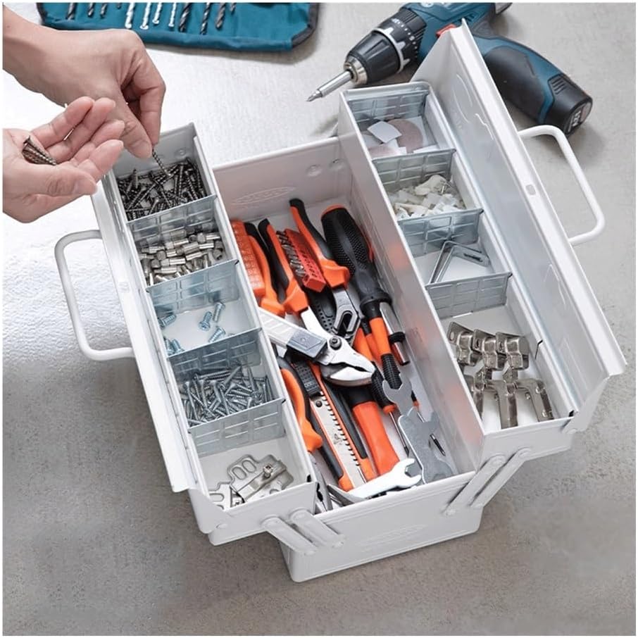 Tool Box White Home Toolbox Art Student Art Box Car Electrician Box Hardware Repair Box Small Item Storage Box Fishing Enthusiast Storage Box Tool Storage