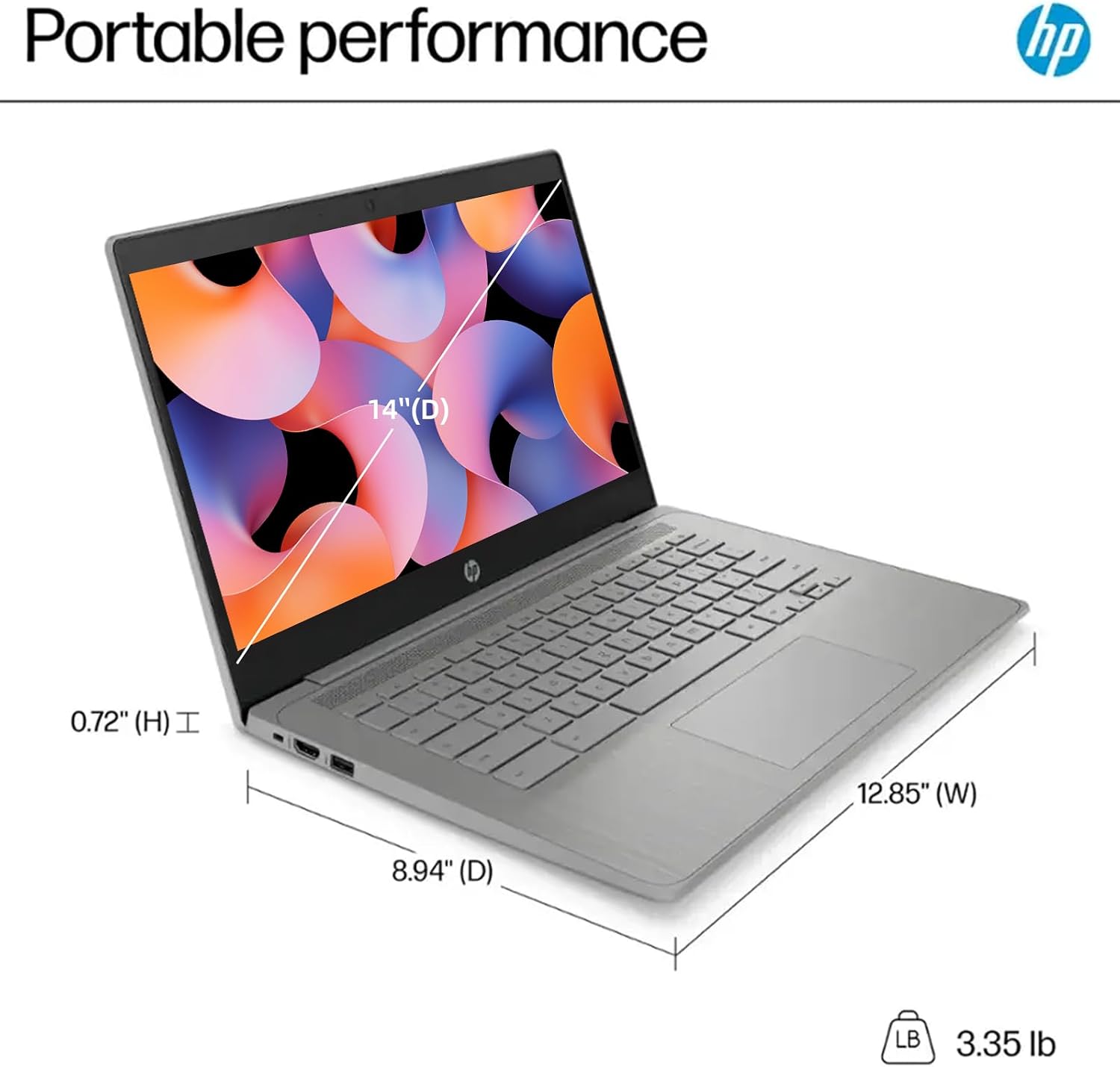 HP Chromebook 14 Laptop, Quad-Core Intel Celeron Processor N4500(> N4020) 4GB RAM, 128GB Storage,(64GB eMMC+64GB SD Card) 14'' HD Display, Wi-Fi6, Bluetooth, Chrome OS, Long Battery Life, Modern Grey
