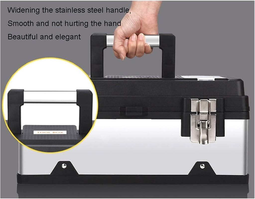 Tool Box Tool Box Stainless Steel Toolbox Multi-Function Household Portable Hardware Repair Kit Extra Storage and Steel Lock Storage Box（17 Inch /20 Inch ） Tool Storage(20inch)