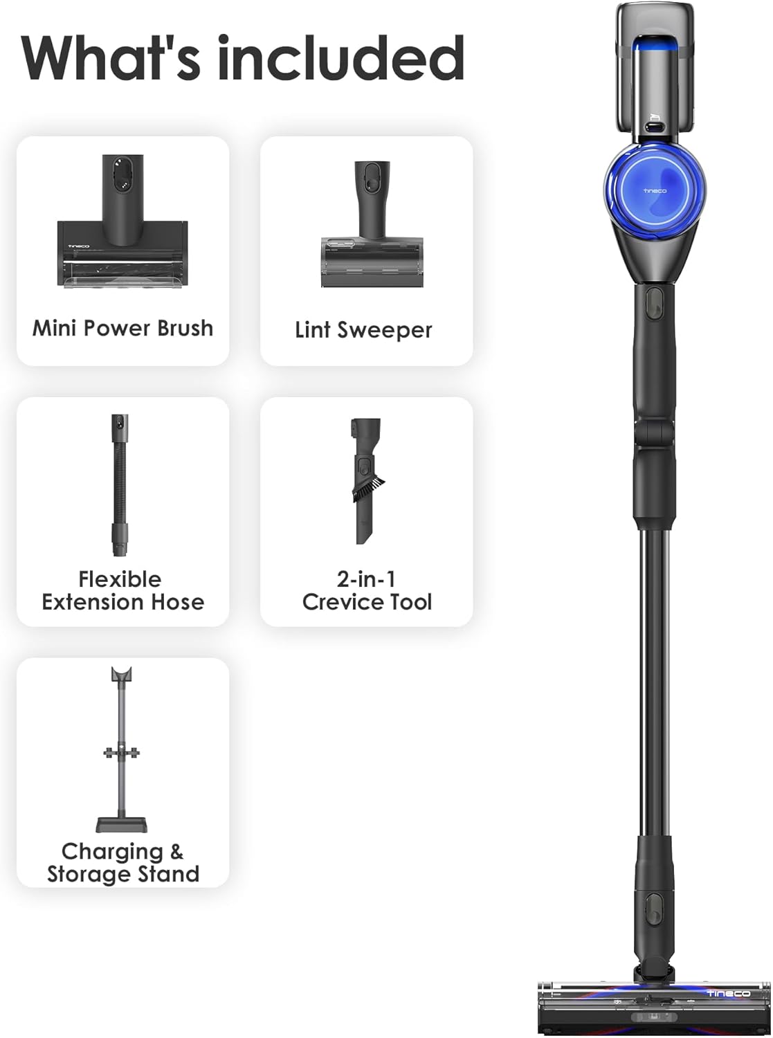 Tineco Pure ONE S70 Cordless Vacuum Cleaner, 200AW Powerful Suction, Up to 95min Runtime, Zero Tangle Brush,180° Foldable Tube, Stick Vacuum Cleaner for Pet Hair, Carpet & Hard Floor (Gray)