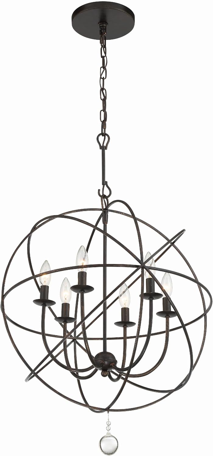 Crystorama Solaris 6 Light English Bronze Sphere Chandelier
