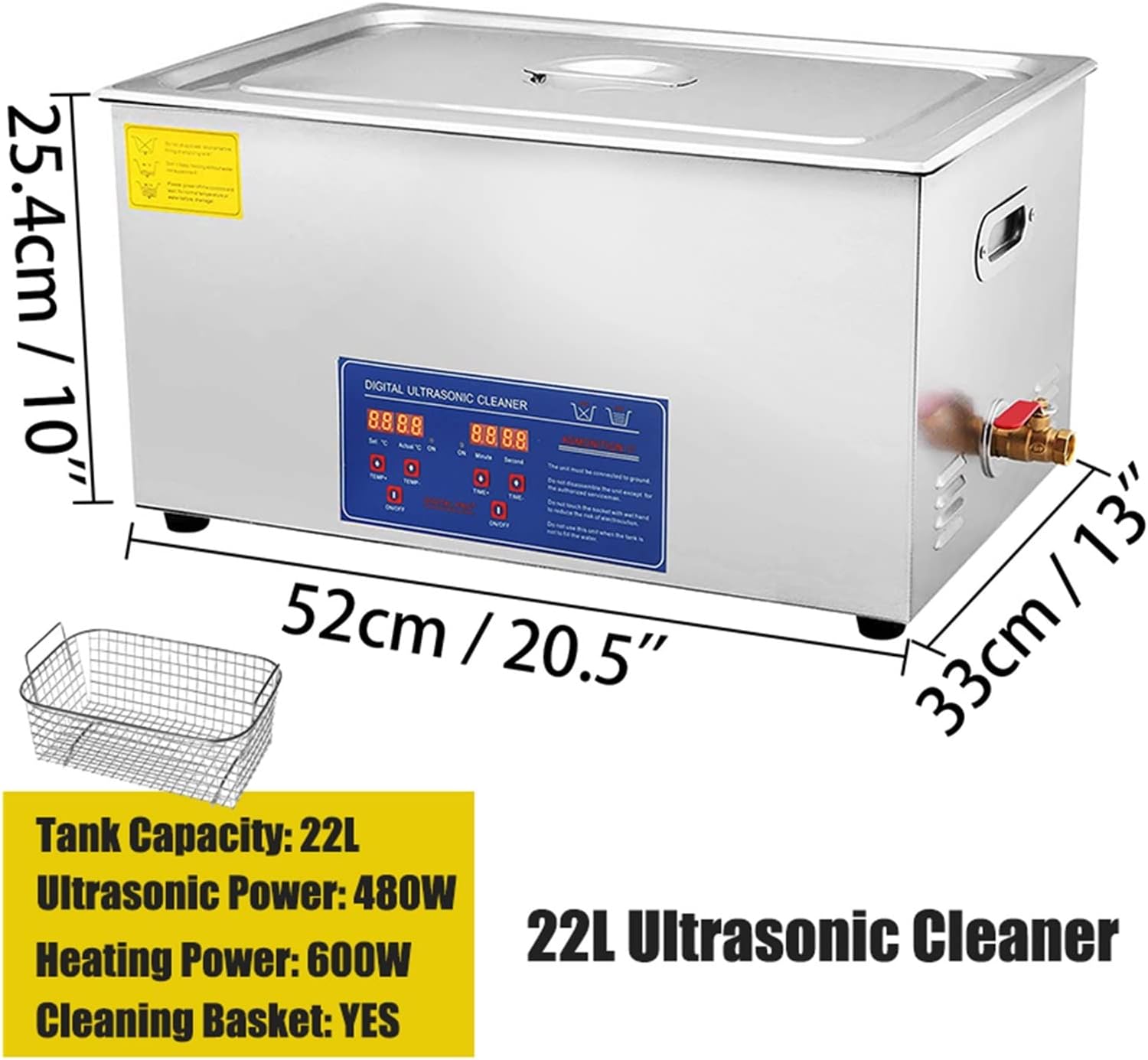1.3L 2L 3L 6L 10L 15L 22L 30L Ultrasonic Cleaner Lave-Dishes Portable Washing Machine Diswasher Ultrasound Home Appliances (Color : 15L) (22l)