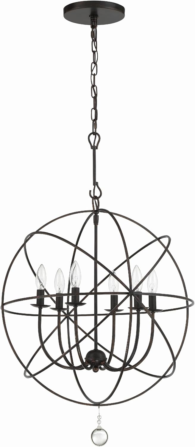 Crystorama Solaris 6 Light English Bronze Sphere Chandelier