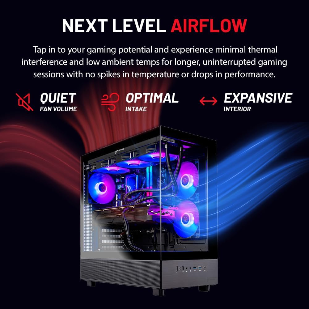 Skytech Gaming Azure 3 Desktop PC, Ryzen 7 9700X 3.8 GHz (5.5GHz), NVIDIA RTX 4060 8GB, 2TB NVMe SSD, 32GB DDR5 RAM 6000 RGB, 650W Gold PSU, 360mm ARGB AIO, Wi-Fi, Win 11