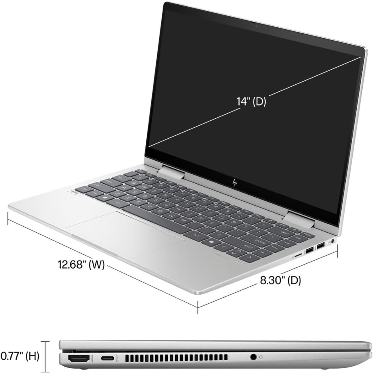 HP 2-in-1 Envy Laptop, 14' FHD Touchscreen Display, Intel 10-Cores 7-150U (Up to 5.4GHz), 16GB RAM, 1TB PCIe SSD, WiFi 6E, Backlit KB, FP Reader, Webcam, USB-C, HDMI, PDG HDMI Cable, Win 11 Pro