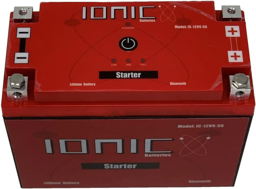 Ionic Lithium 12V Starter Battery for Powersports - 12V S6 | 720 CA LiFePO4 Battery for Motorcycles, UTVs, ATVs, & Jet Skis - Bluetooth Capability - 4.4lbs - IC-12V9-S6-P