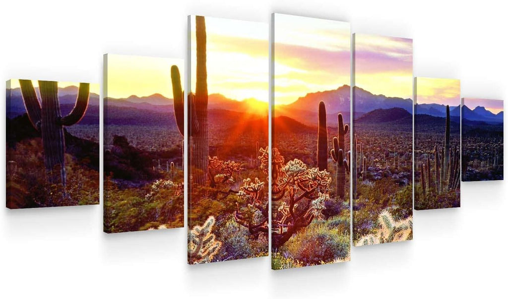 Startonight Huge Canvas Wall Art - Arizona Landscape In Sunrise Large Framed Set of 7 40' x 95'