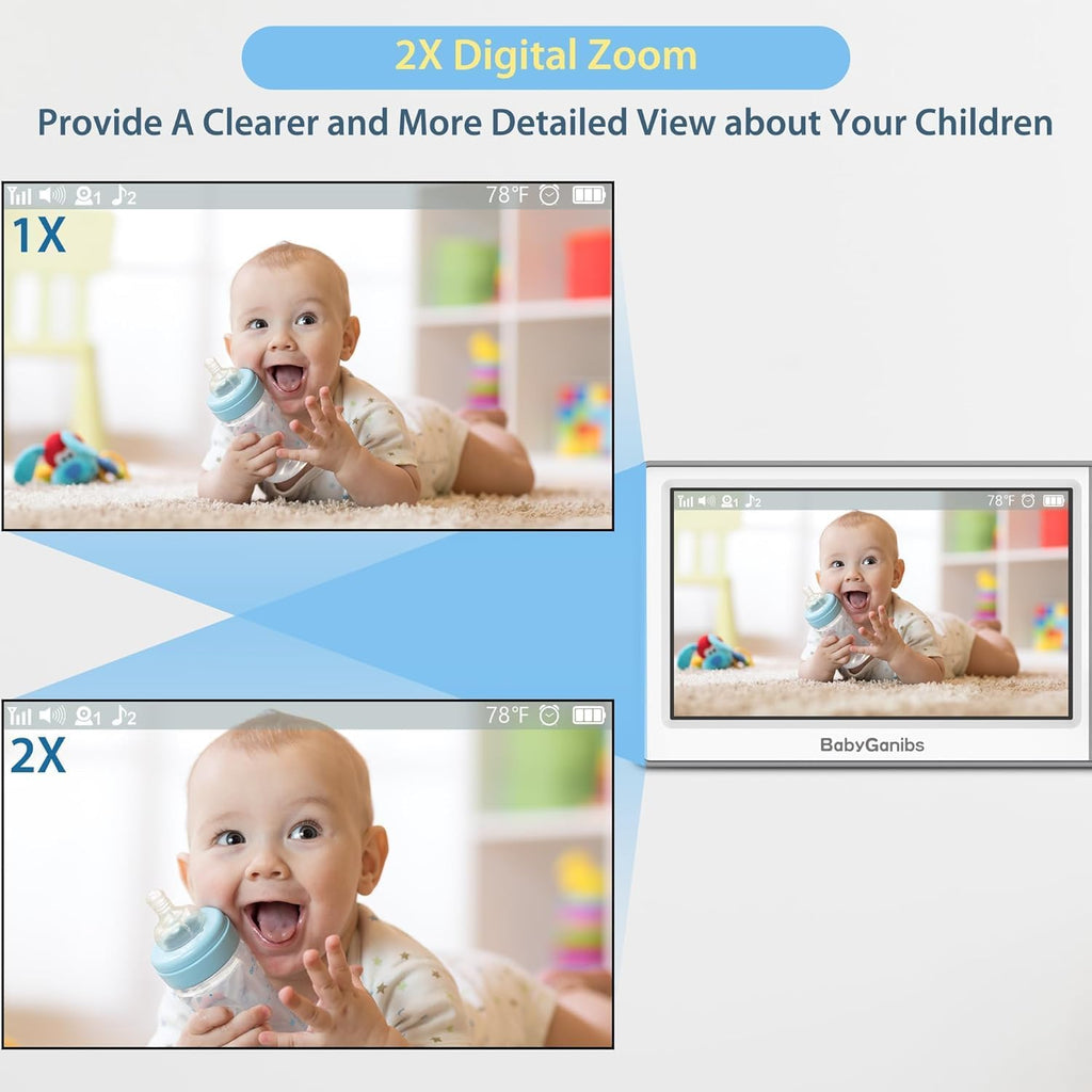Baby Monitor with 4 Cameras Standby for 23-Hour Battery, Remote Control 4.3'' IPS Video Baby Monitor No WiFi Up to 1000ft Range, ECO, Night Vision, Temperature, 2-Way Talk, 8 Lullabies