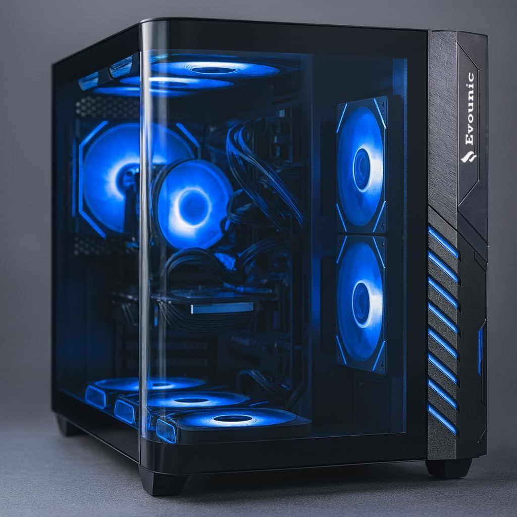 Gaming PC Computer Desktop – i7 Xeon E5 12-Cores up to 3.5 GHz, RX 580 8GB, 64GB RAM, 1TB NVMe SSD, Wi-Fi 6 & BT 5.4, 9× ARGB Cooling Fans, Windows 11 Pro, 650W PSU, Gaming & Streaming Tower