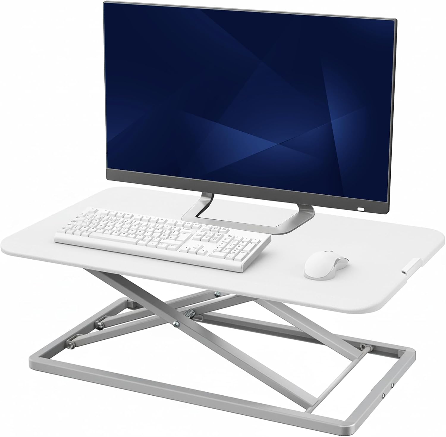 VIVO Economy Single Top Height Adjustable 29 inch Standing Desk Converter, Sit Stand Tabletop Monitor and Laptop Riser Platform Workstation, White, DESK-V000UW