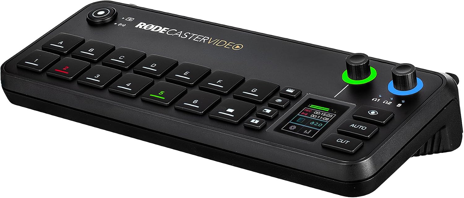 RODE RODECaster Video All-in-One Production Console | Integrated Audio & Video Mixer with Multi-Camera Switching, Touchscreen & USB-C Interface + 64GB Memory Card + XLR Cable + HDMI Cable + More