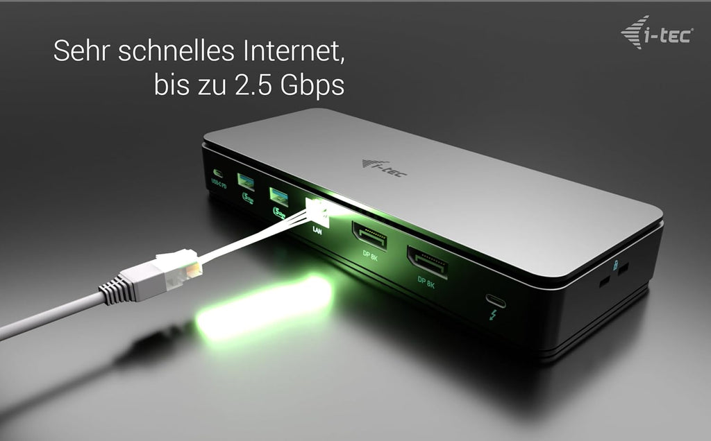 i-tec Thunderbolt 4 Generation 3 2X Display Dock 7X USB, 2.5 GLAN, PD 92W, 1 m TB4 Cable