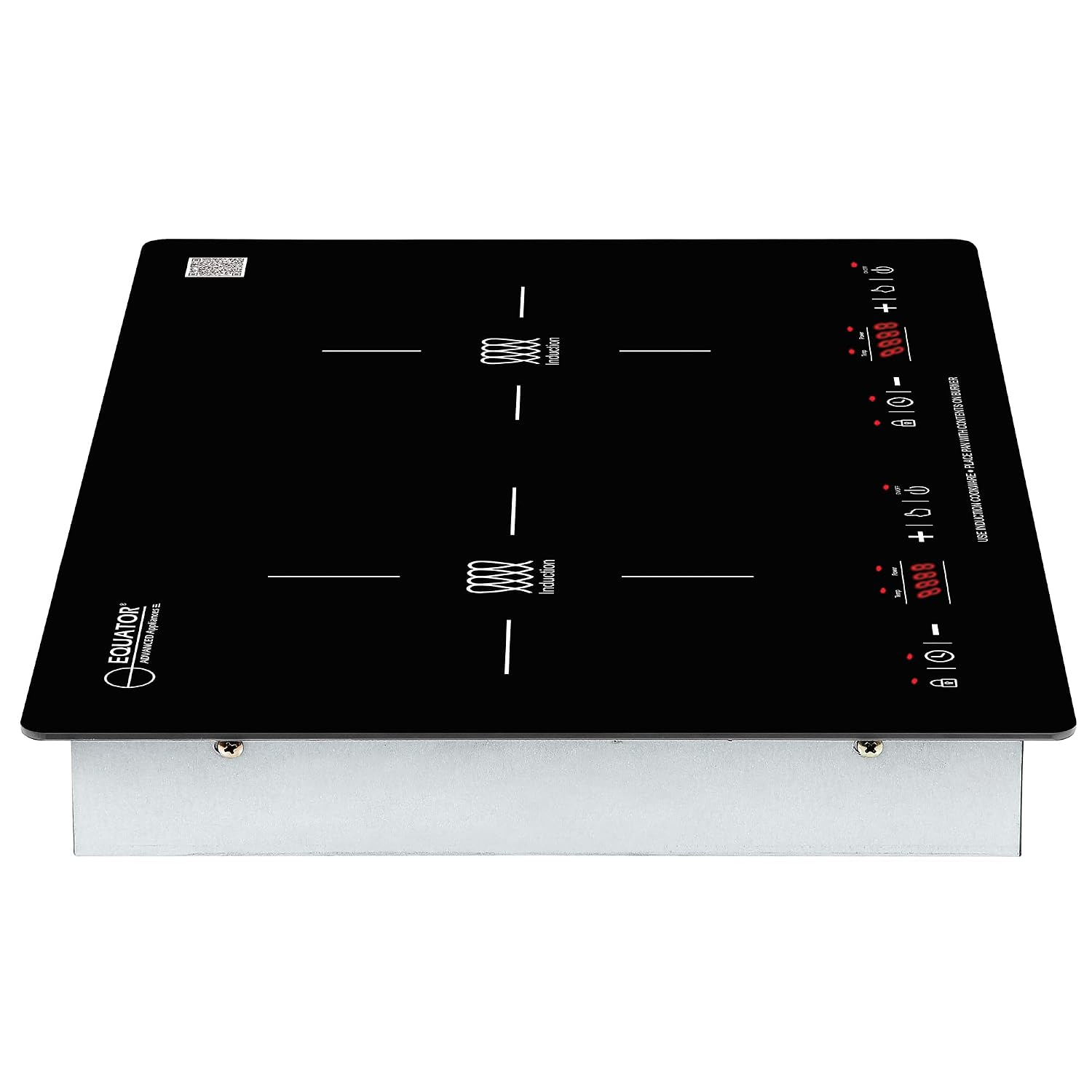 20 in. Horizontal 2 elements Dual Induction Cooktop ceramic glass surface 9 Power Built in/Freestanding 110V Black