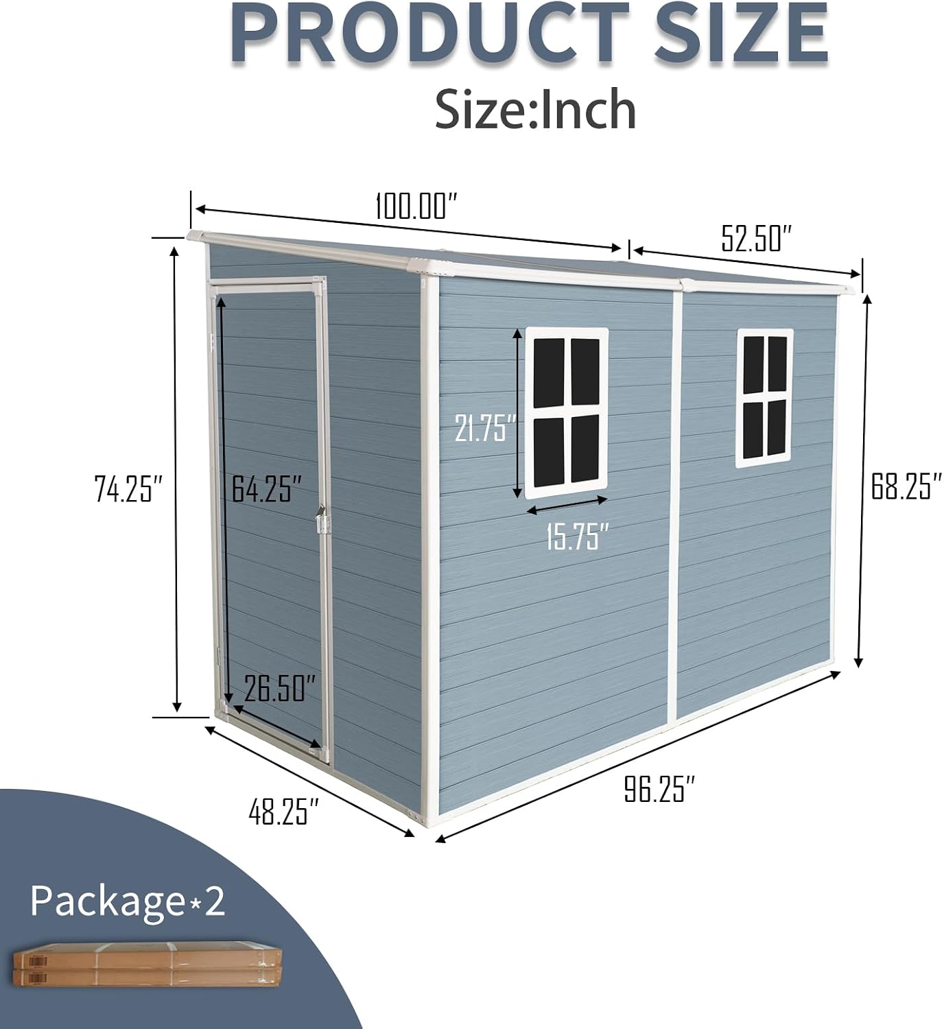 4' x 8' Outdoor Storage Shed, Resin Garden Shed with Windows, Lockable Door and Vents, Plastic Tool Storage for Patio Furniture, Lawnmower and Bike Storage, All Weather Use (4' x 8')