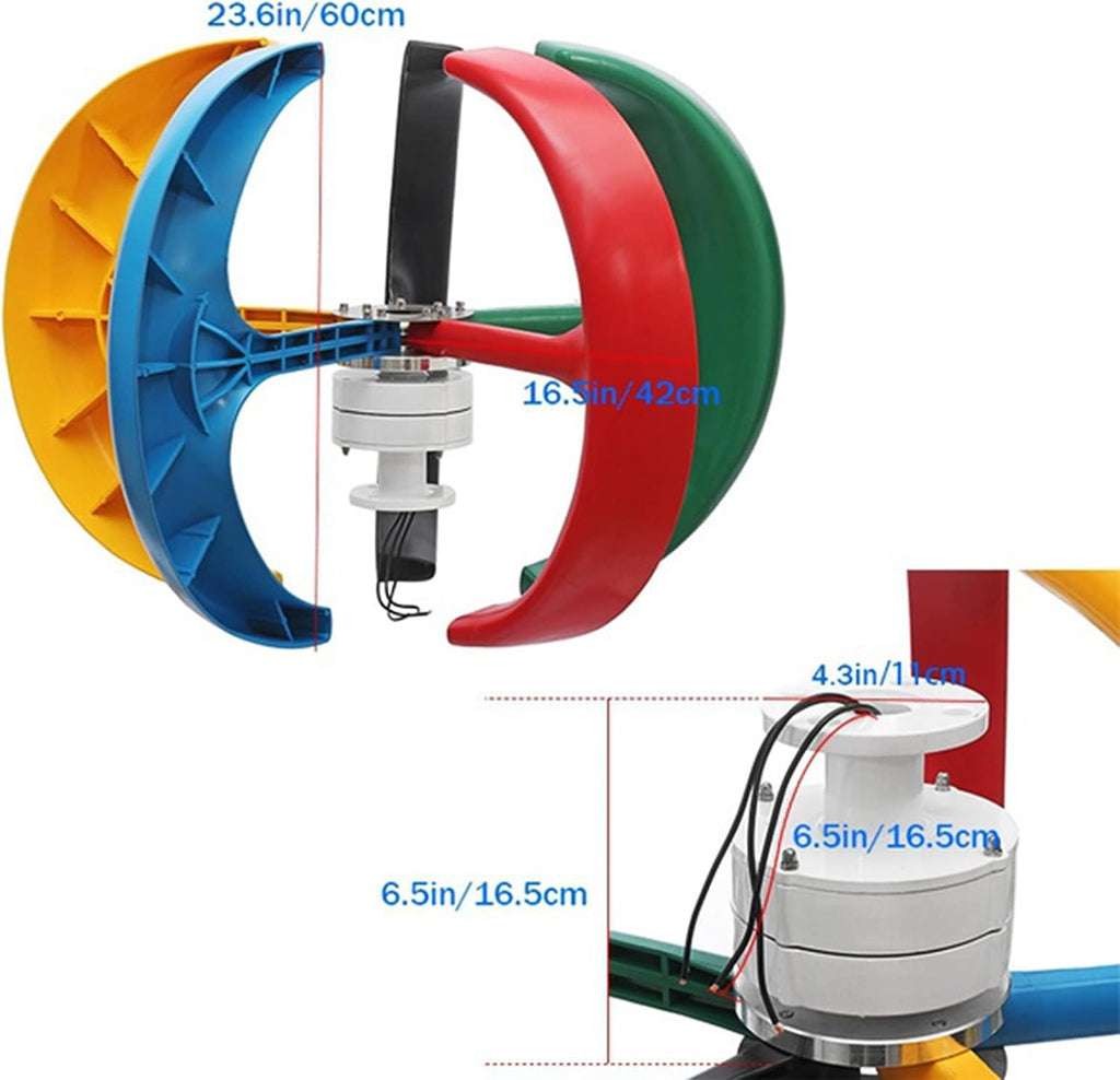 3000W Excellent Wind Generator Kit, 12V/ 24V/48V Automatic Motor Kit Windmill Energy Charge Turbines Vertical Axis for Home Camping