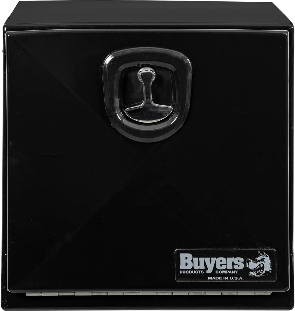 Buyers Products 1752799 Pro Series Stainless Steel Underbody Truck Tool Box, 18 x 18 x 18 In, 12 Ga Powder-Coated Steel, Locking T-Latch, Weatherproof Drop Door, Continuous Hinge, Black, Made in USA