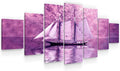 Startonight Large Canvas Wall Art - With the Boat to an Unknown Purple World - Huge Framed Modern Set of 7 Panels 40' x 95'