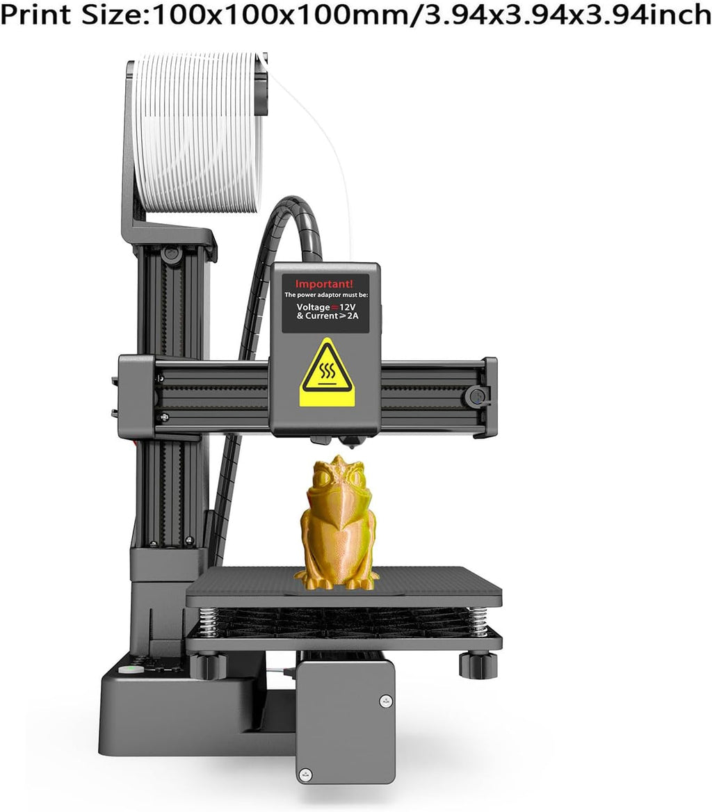 Pomya Mini 3D Printer, Portable Small FDM3D Printer for Kids and Beginners, 100 x 100 x 100mm Printing Size, 10-40mm / s Printing Speed, Supported 1.75mm TPU PLA (Black)