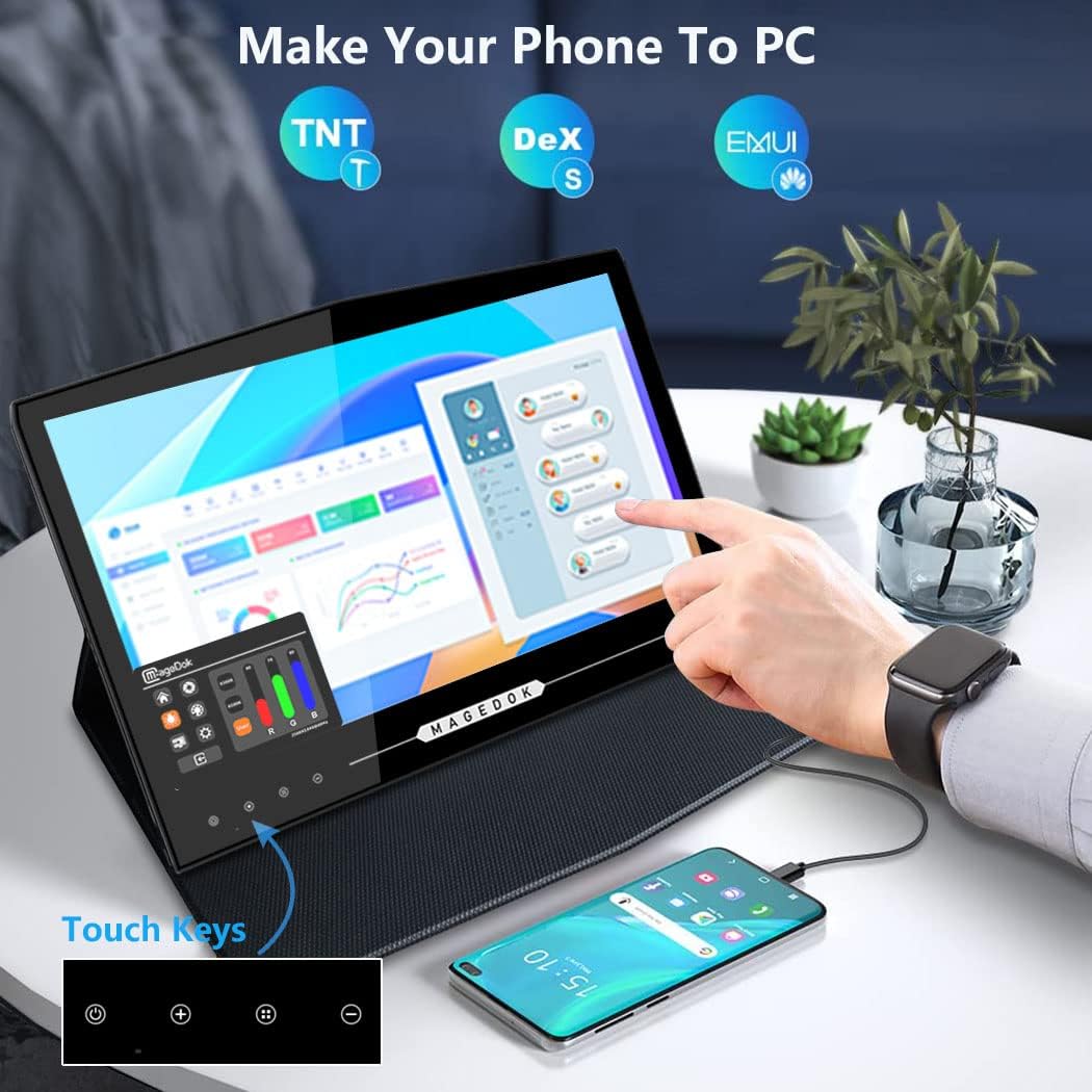OLED Portable Touchscreen Monitor, 13.3' 2K 1MS Portable Gaming Monitor 100% DCI-P3 Ultra-Thin Computer External Display, External Second Screen USB C/HDMI with Smart Cover