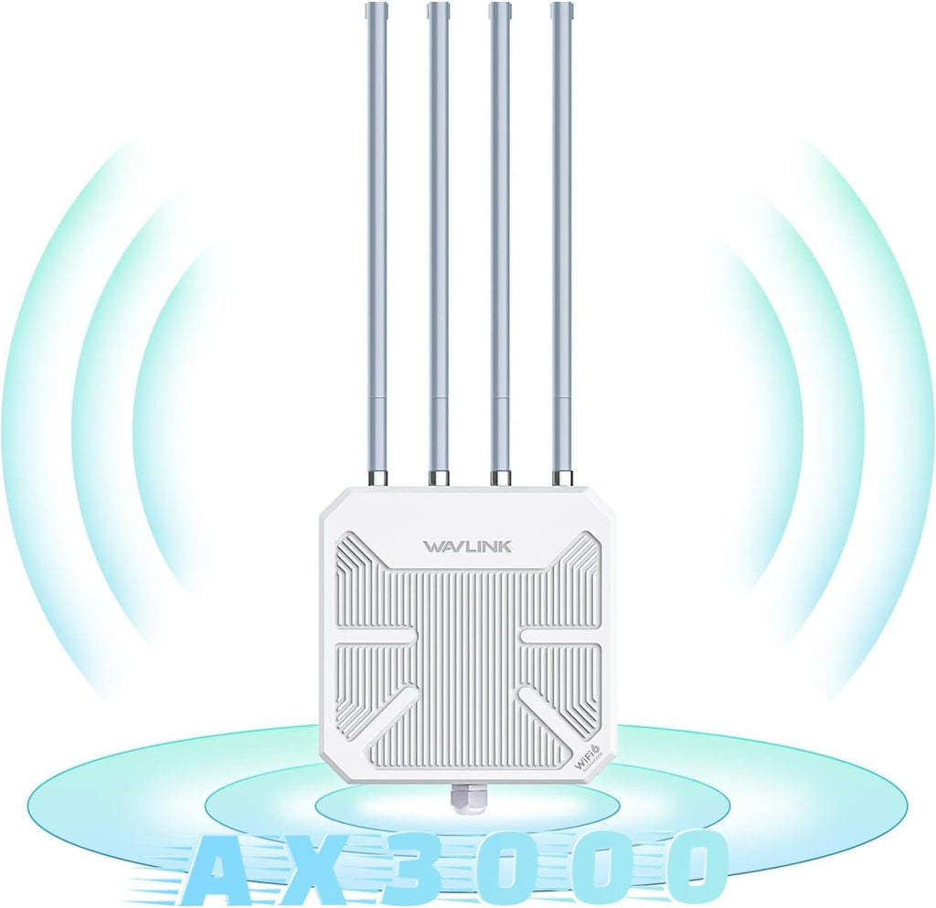 WAVLINK 2026 AX3000 WiFi 6 Wireless Outdoor Wireless Access Points, Long Range Outdoor WiFi with Dual Band/PoE/IP67/600mW of Power/Up to 256 Devices for Parties, Farm, Work with Starlink