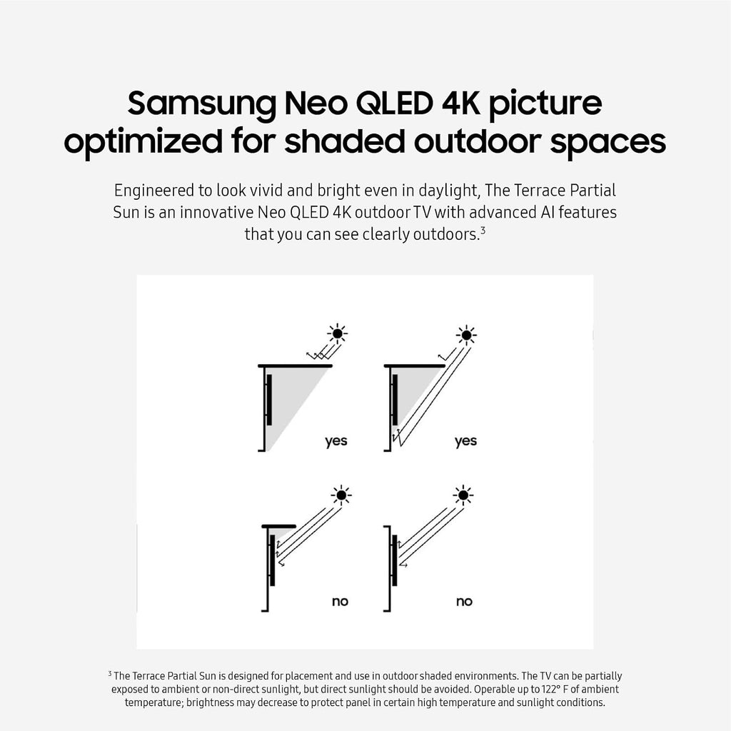 SAMSUNG 55-Inch Class Neo QLED 4K The Terrace Partial Sun, Quantum HDR+(QN55LST7DAFXZA, 2024 Model) + SAMSUNG HW-LST70T 3.0ch The Terrace Outdoor, IP55 Weather Resistant,