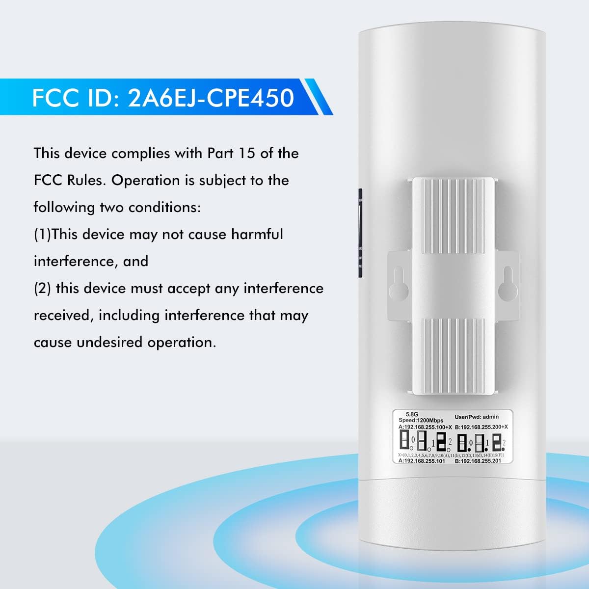 Wireless Bridge Point to Point Outdoor: UeeVii CPE450 5.8G 3Km Long Range Wi-Fi Bridge for Extend Network to Barn and Surveillance Range - Work with Starlink, 14dBi MIMO Antenna,48V POE Powered, 2pcs