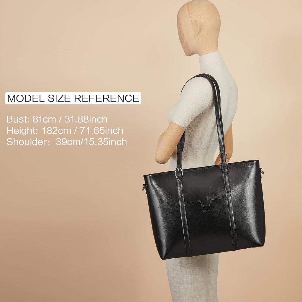 BOSTANTEN Leather Laptop Bag Work Tote for Women Shoulder Handbag Briefcase 15.6 inch Satchel Computer Bag