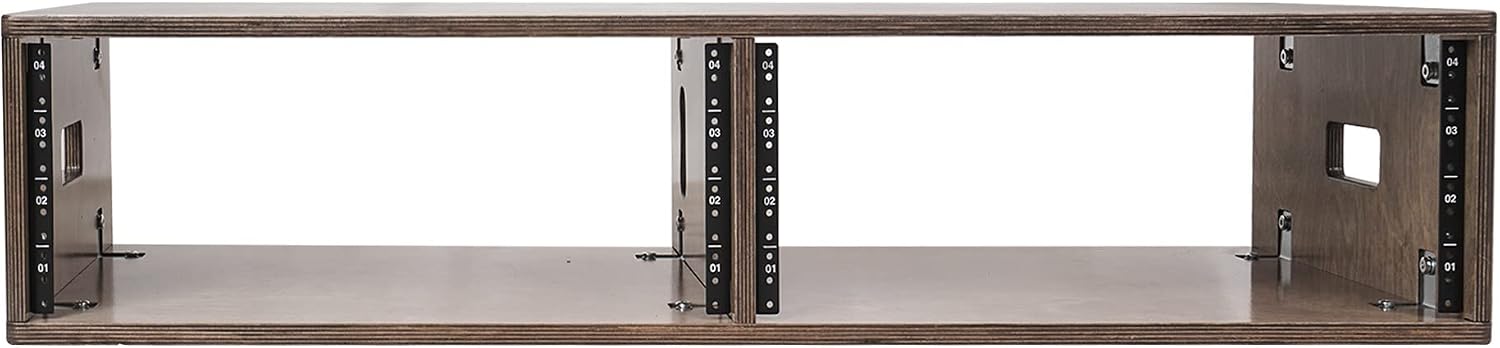 Sound Town DIY 2 x 4U Studio Rack with Baltic Birch Plywood, Weathered Brown for Recording Room, Home Studio (SDRK-D4B)