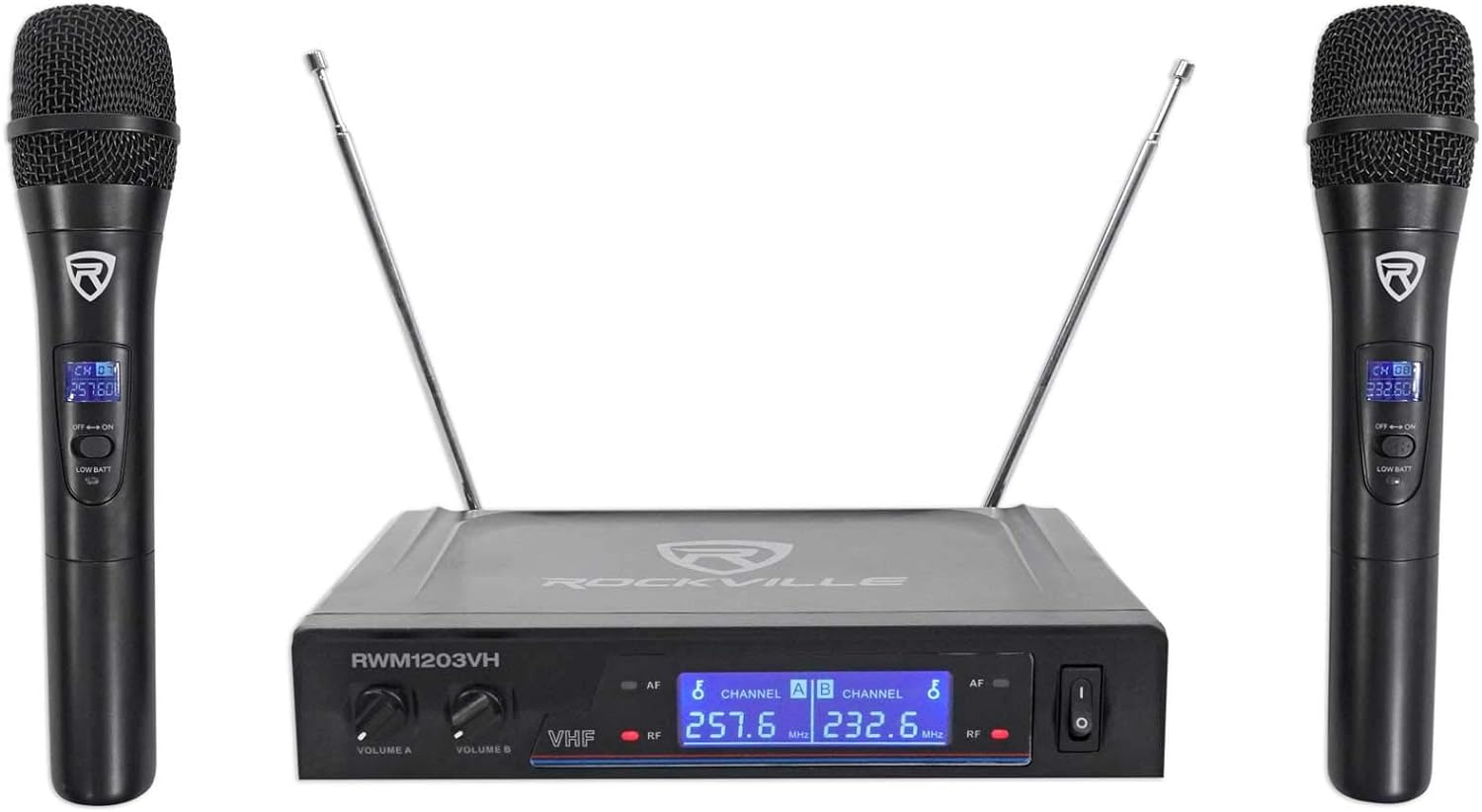 Gemini CDX-2250i Pro DJ Dual Two Deck Rack Mount CD/MP3 Media Player w/USB Bundle with RockvilIe RWM1203VHWireless Dual Handheld Microphone System/Digital Display