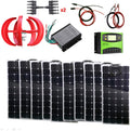 1.4Kw Wind Solar Power: 10pcs 100W Bendable Solar Panels & 400W Wind Turbine Generator & Cable Connector& Accessories Home Boat RV Off Grid
