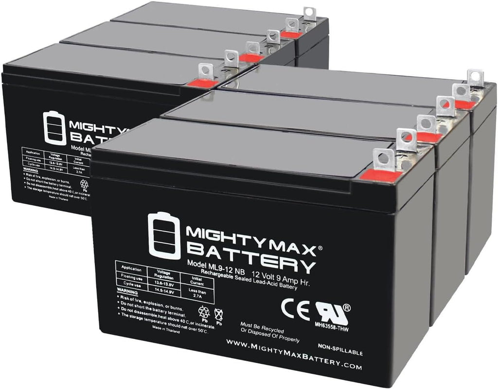 Mighty Max Battery 12 VOLT 9 AH SLA BATTERY NB terminal - 6 Pack
