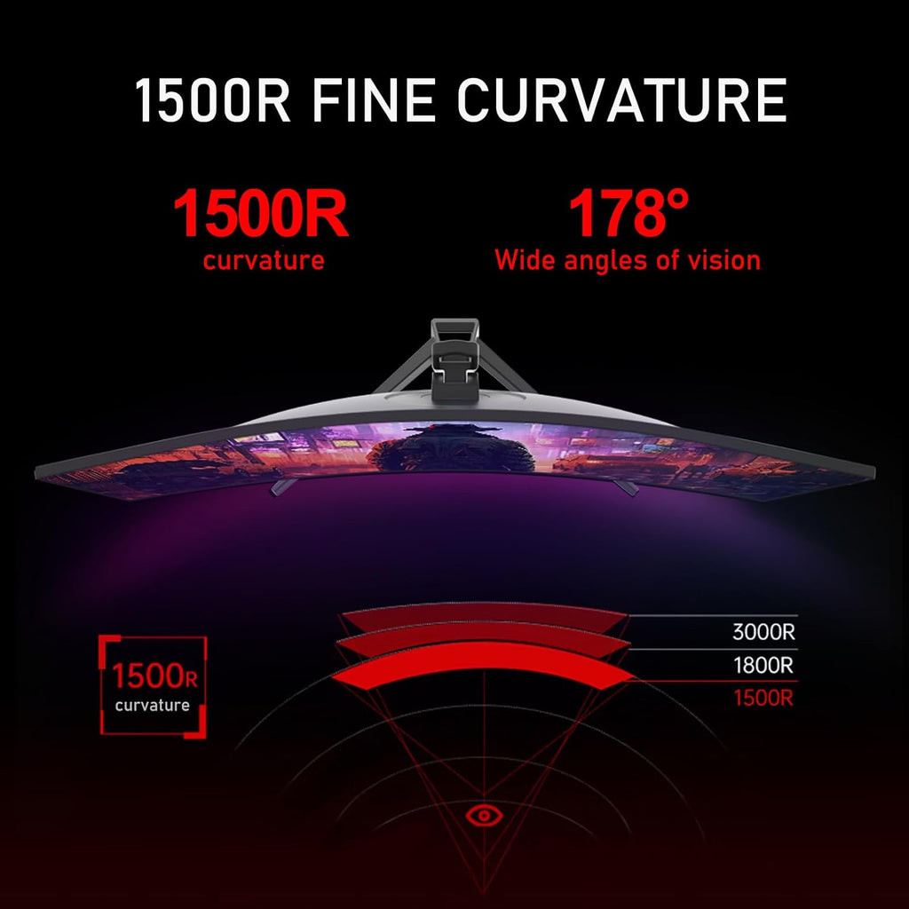 Gawfolk 34 Inch Ultrawide Curved 144Hz Gaming Computer Monitor 1500R PC Screen 21:9 UWQHD (3440x1440),Adaptive Sync,178° Viewing Angle,Display Port 1.4、HDMI 2.0,Compatible with wall mounting -Black