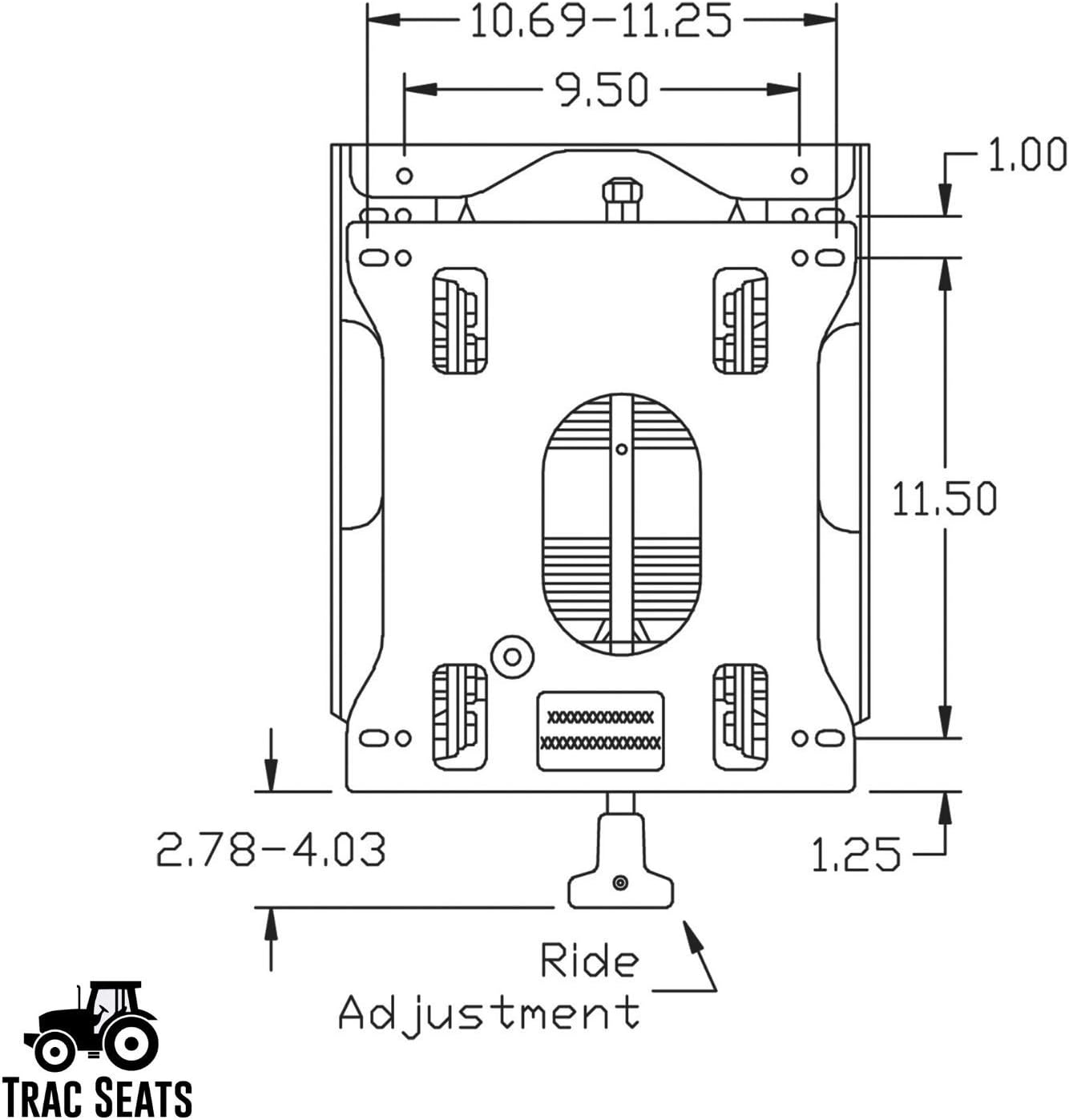 TRAC SEATS® Made in USA Seat Suspension Kit for Zero Turn Lawn Mower Tractor, Skid Steer, Forklift - Fits John Deere, Hustler, Exmark, Kubota, & More - Universal, Adjustable Seat Base, Heavy-Duty