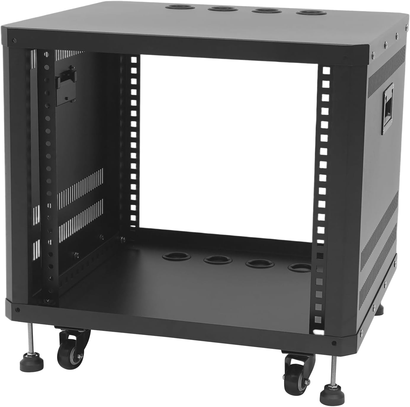 Network & Stereo Rack, 9U Steel Open Frame Home Studio Rack with Caster Wheels, Video Stage Stereo Equipment Storage Cabinet Stand On Wheels for Audio Video, Server and Network Gear