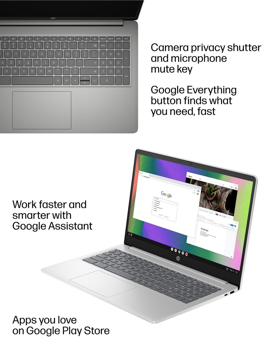 HP 15 Laptop Chromebook w/Bluetooth Mouse (15.6' Anti-Glare, Intel N200 (> i3-1115G4), 8GB DDR5 RAM, 128GB Storage (64GB eMMC + 64GB SD Card)) Home & Student, Wi-Fi, Numeric KB, Webcam, Chrome OS