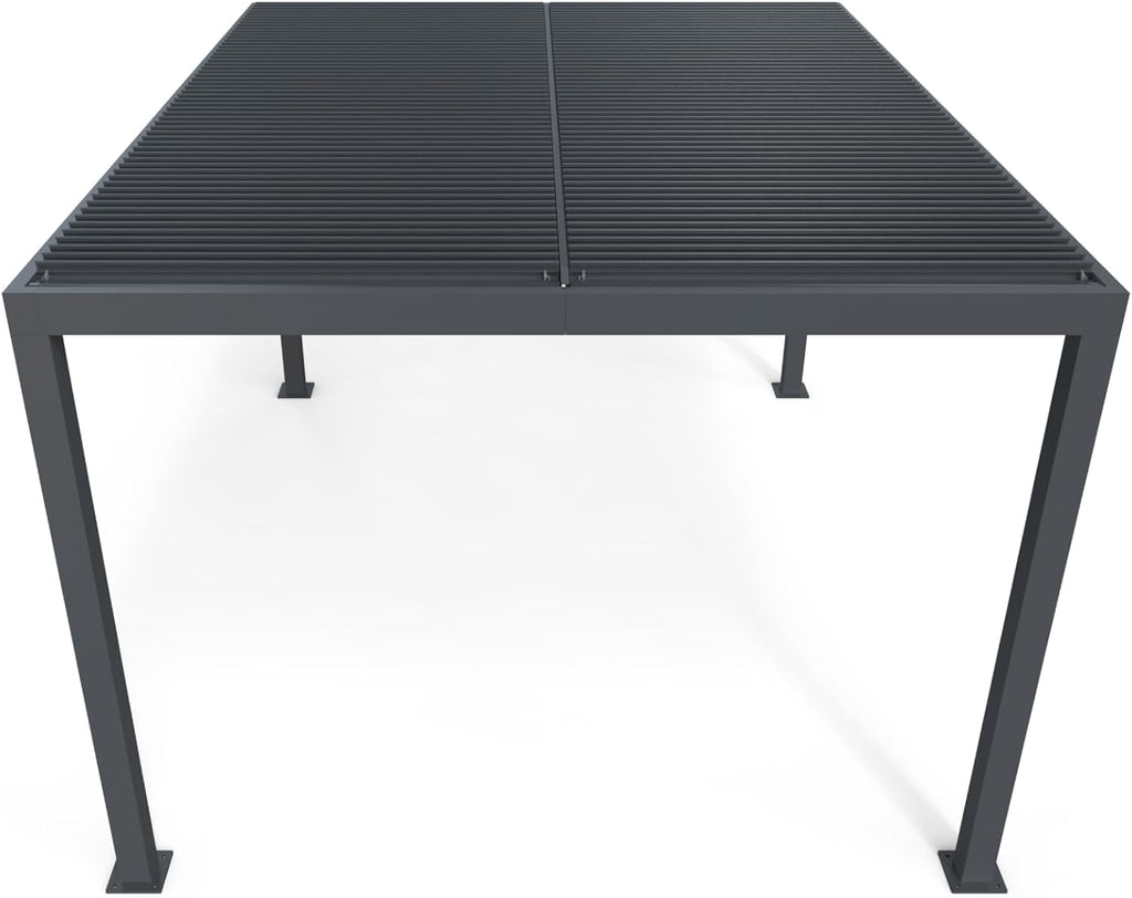 PURPLE LEAF Louvered Pergola 94AS 11' x 14' Outdoor Aluminum Pergola with Adjustable Roof for Deck Backyard Garden Grey Hardtop Gazebo