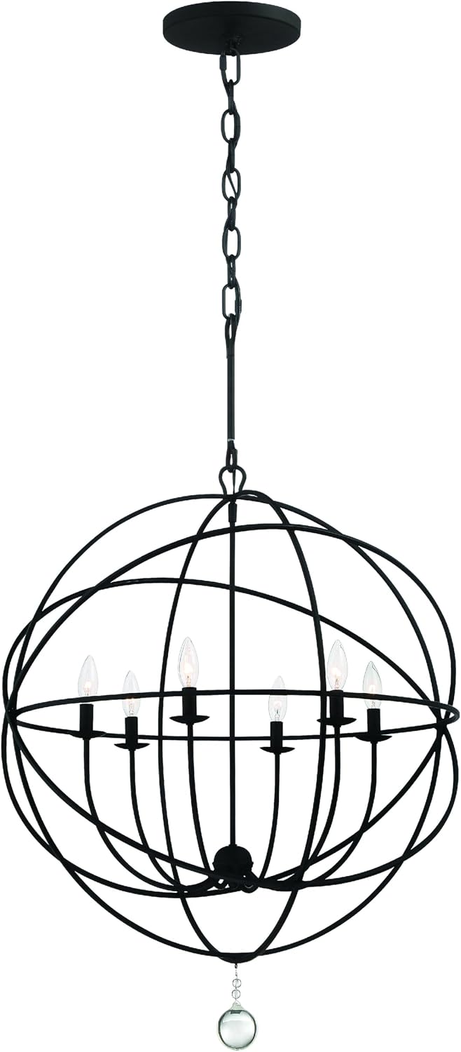 Crystorama Solaris 6 Light Black Chandelier