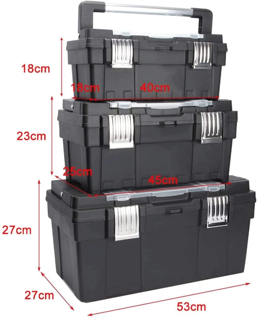 LIOONS Tool Box 2 Layer Plastic Alloy Long Handle Tool Boxes Portable Tool Kit Removable Tray Lightweight Storage Case Tool Kit