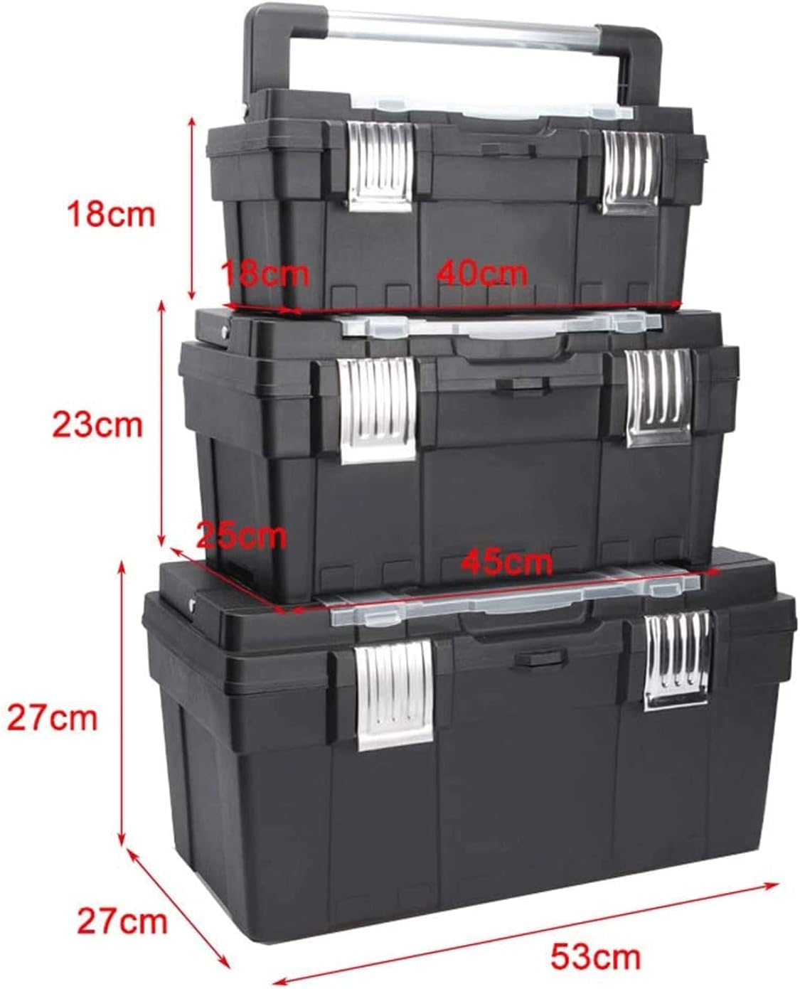 LIOONS Tool Box 2 Layer Plastic Alloy Long Handle Tool Boxes Portable Tool Kit Removable Tray Lightweight Storage Case Tool Kit
