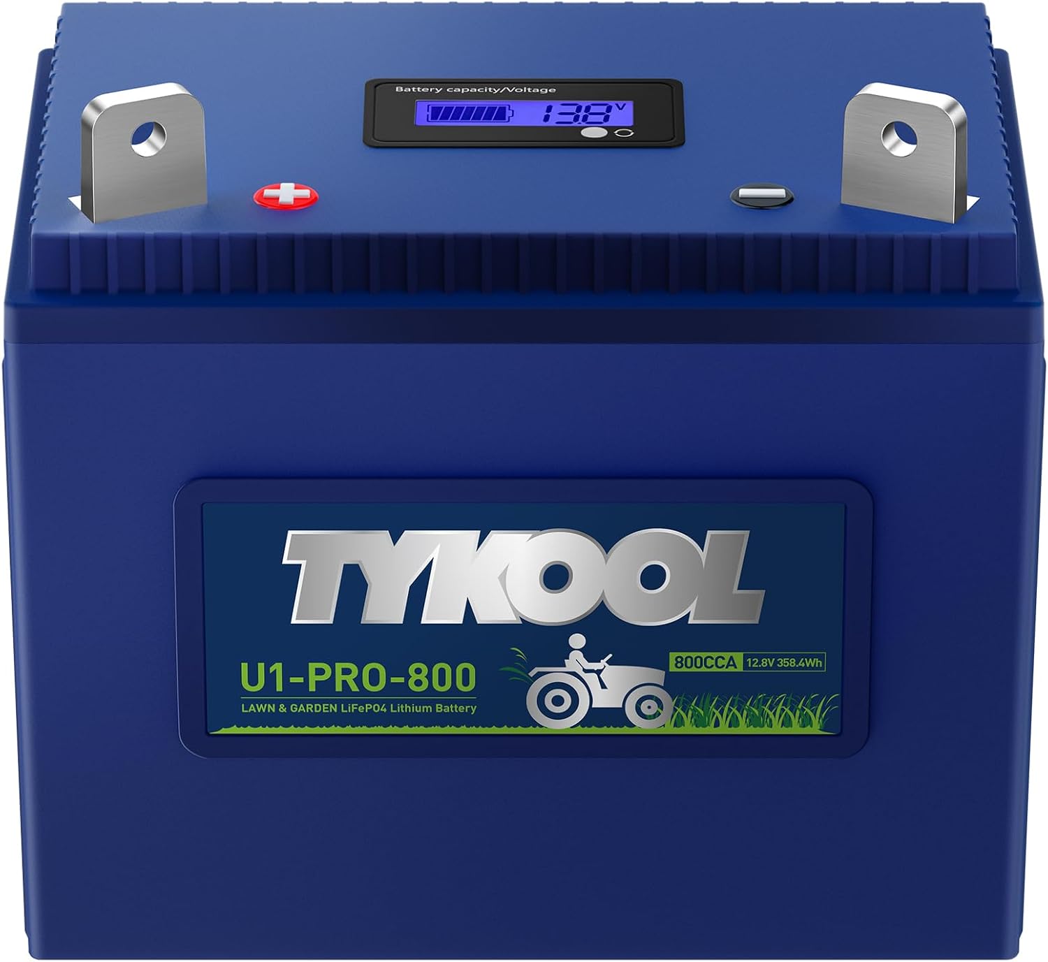 TYKOOL U1-Pro-800, 28Ah Lithium Lawn Mower Battery Group U1, 800A,Fits for John Deere, Cub Cadet, Craftsman Riding Mowers and Tractors,Generator, Digital SOC Display,IP66, Upgrade for 725-1707D, [+ -]